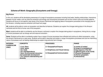 KS3 Geog Scheme of Work: Ecosystems & Energy
