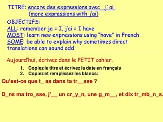 French - feelings using avoir eg peur chaud froid