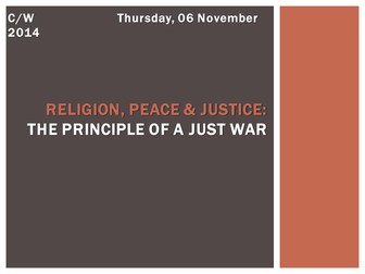 Religion, Peace & Justice: Just War Theory