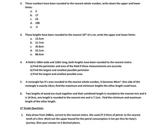 Upper and Lower Bounds worksheet