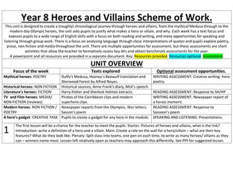 Heroes and Villains : Scheme of Work