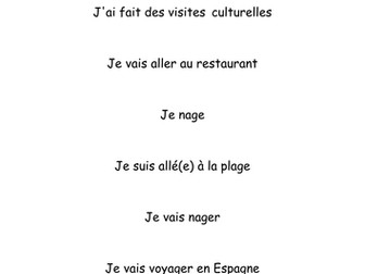 Holidays: French lesson, vocabulary