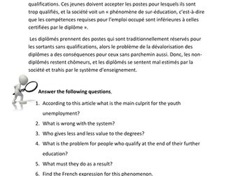 les jeunes et le chomage