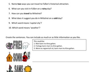 Stadt / Town reading comprehension /class activity