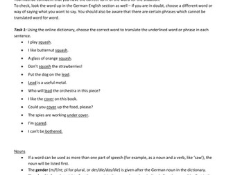 Online dictionary skills - German