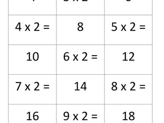 Times Tables Pairs Game - 3,4, 5, 8, 10 tables