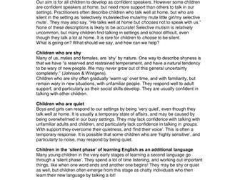 Quietness? Shyness? Or Selective Mutism?