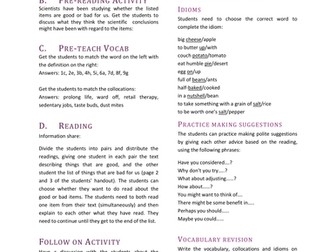 ESL Reading Lesson Plan - Good or Bad?