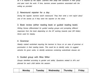 Guided reading carousel plan