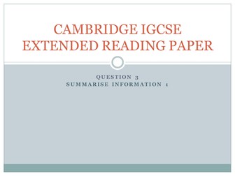 Cambridge IGCSE Extended Reading Paper Question 3