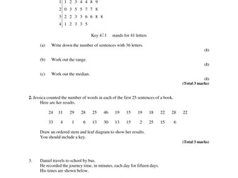 Stem & Leaf Diagrams GCSE Qs