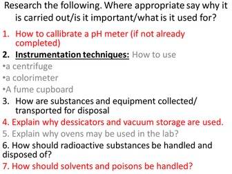 BTEC L3  Science Unit 2 Safety and procedures