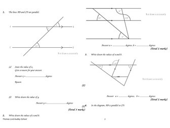 Angles in parallel lines GCSE questions