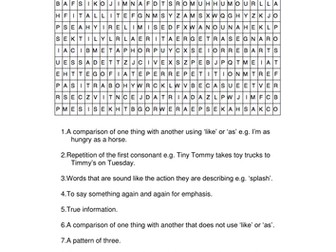 Literary Device Wordsearch