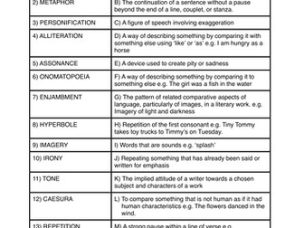 Match the Poetic Device to the Definition