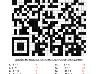 QR Code Puzzle 11 - Negative Number Calculations