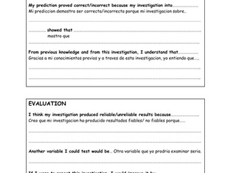 EAL Spanish - science conclusion and evaluation