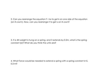 Differentiated Hooke's Law worksheets
