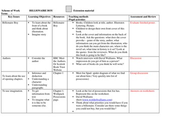 Work pack for  Billionaire Boy by David Walliams