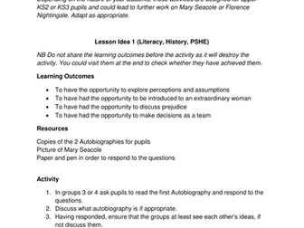 Mary Seacole Resources and Lesson Ideas