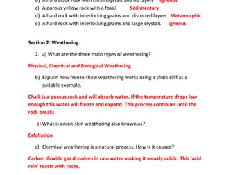 Questions on rocks (for revision or test)