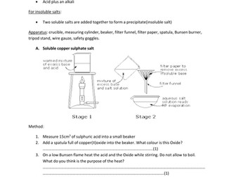 Preparation of salts experimental activity