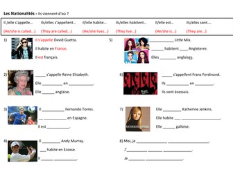 Nationalities worksheet