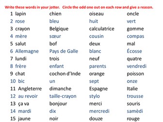 French starter on PPT - odd one out