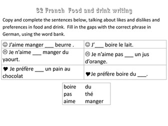 French food drink gap fill starter