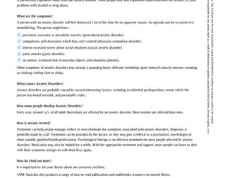 Anxiety Disorder Podcast & Factsheet