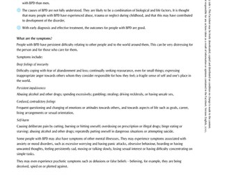 Borderline Personality Disorder Podcast & Sheet