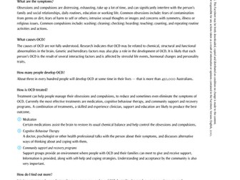 Obsessive Compulsive Disorder Podcast & Factsheet