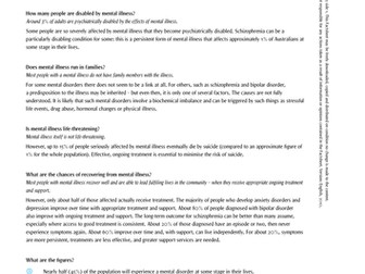 Facts and figures about mental illness