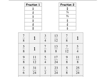 Adding fractions: 4 in a Line