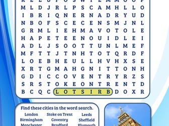 UK cities word search