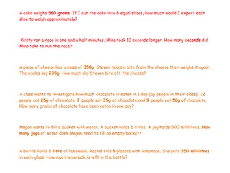 Mixed measurement word problems.