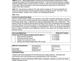Lesson Plan: Quality control industry & classroom