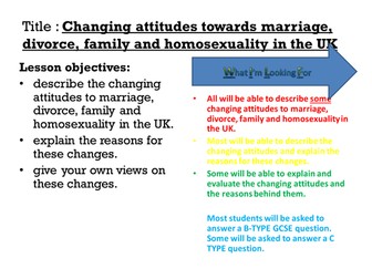 Changing Attitudes to marriage and the family