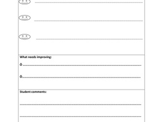 Marking for learning feedback sheet