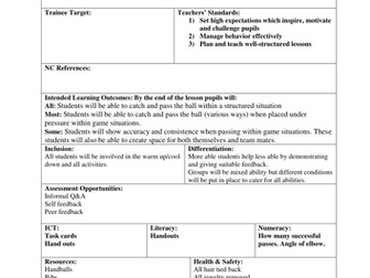 Handball Lesson Plan