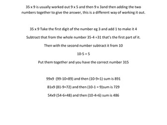 Mental Maths Trick, double digits 9 times table