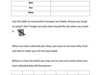Collecting Data using Tally Chart