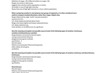 AQA UNit 1,2, 4 ,5 A Level Biology Summary notes