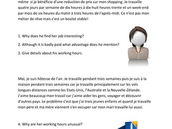 Jobs reading comprehension: Farmer, teacher etc