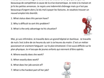 Reading comprehension: chomage et travail