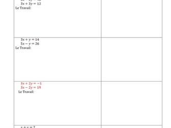 School Subjects in French through Math problems