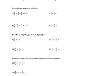 Dividing Fractions Investigation