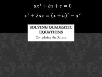 Solving Quadratic Equations - Sequence of Lessons