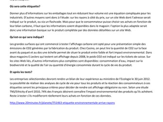 A2 French AQA Affichage environnemental