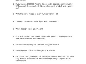 Maths Scavenger Hunt